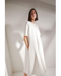 Warehouse - Premium Cotton Trapeze Midi Dress - Lyst