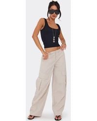 EGO - Wide Leg Button Low Rise Trousers - Lyst