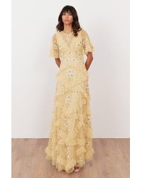 Maya Deluxe - Embellished Angel Sleeve Ruffle Maxi Dress - Lyst