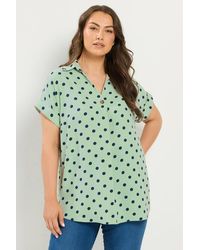 Yours - Polka Dot Pleat Front Shirt - Lyst