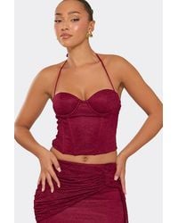 EGO - Corset Style Strappy Zip Halter Neck Lace Corset Top - Lyst