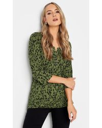 Long Tall Sally - Tall Printed Henley Top - Lyst