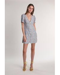 Shnoo - Button Down V Neck Mini Dress - Lyst
