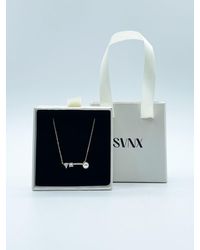 SVNX - Pearl With 2 Diamonte Necklace In Gold - Lyst