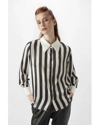 GUSTO - Striped Satin Shirt - Lyst