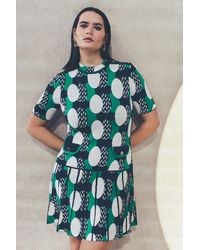 Karen Millen - Plus Size Geo Jacquard Pleat Skirt Knitted Dress - Lyst