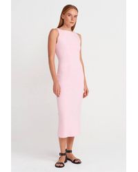 Dilvin - Sleeveless Midi Bodycon Dress With Slit - Lyst