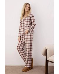 WOVCOR - Buffalo Check Revere Collar Long Sleeve Cotton Flannel Pyjama Set - Lyst
