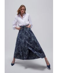 Karen Millen - Denim Floral Jacquard Woven Midaxi Skirt - Lyst