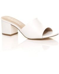 AJVANI - Mid Block Heel Peep Toe Mules Sandals - Lyst