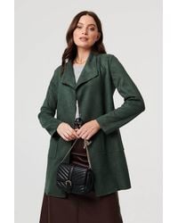 Izabel London - Faux Suede Collared Open Front Jacket - Lyst