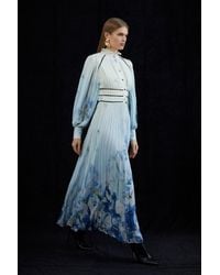 Karen Millen - Tall Scattered Floral Print Pleated Maxi Dress - Lyst
