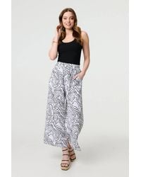 Izabel London - Abstract Print High Waist Wide Leg Trousers - Lyst