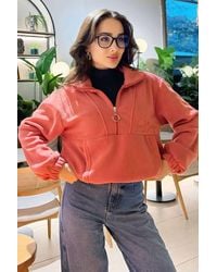 TOMMY LIFE - Oversized Half-Zip Plush Sweatshirt - Lyst