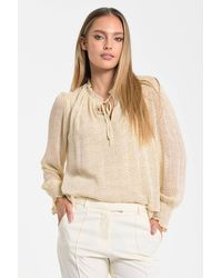 Liquorish - Ditsy Print Tie Neck Blouse - Lyst