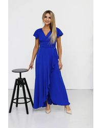 Love Lace - V-Neck Short Sleeve Lightweight Maxi Dress - Lyst