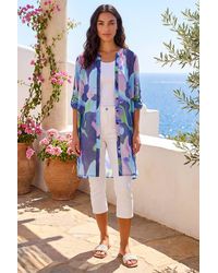 Roman - Abstract Print Button Up Longline Blouse - Lyst