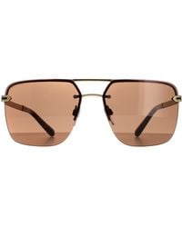 BVLGARI - Rectangle Matte Pale Gold Brown Bv5054 Sunglasses - Lyst