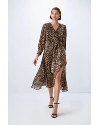 GUSTO - Animal Print Wrapped Dress - Lyst