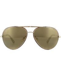 Police - Aviator Rose Gold Havana Brown Gold Mirror Sunglasses - Lyst
