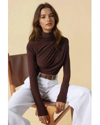 Hiccup - High Collar Drape Detail Blouse - Lyst