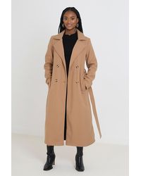 Brave Soul - 'virgo' Maxi Double Breasted Faux Wool Coat - Lyst