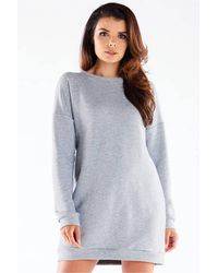 Love Lace - Cotton Long Sleeve Sweatshirt Dress With Slit - Lyst