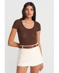 Dilvin - Slim Fit Ribbed Textured Blouse - Lyst