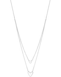 Simply Silver - Sterling Silver 925 Polished Double Row Heart Necklace - Lyst
