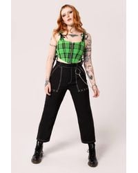 Hell Bunny - Obsidian Cropped Tapered Trousers With Eyelet Pockets & Chain Detail - Lyst