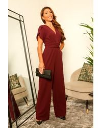 Double Second - Tulip Sleeve Wrap Front Jumpsuit - Lyst