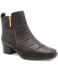 Pavers - Smart Leather Zip Fasten Block Heel Ankle Boots - Lyst