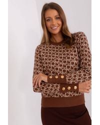 Love Lace - Round Neck Long Sleeve Sweater With Button Cuffs - Lyst
