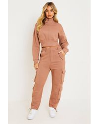 Stylewise - Cropped Zip Sweatshirt & Cargo Trouser Tracksuit Co-Ord - Lyst