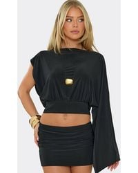 EGO - Blouson Style Long Sleeve High Neck Slinky Top - Lyst