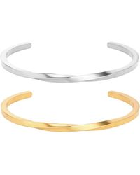 Mood - Two Tone Polished Stainless Steel Bangle Bracelets - Pack Of 2 - Lyst