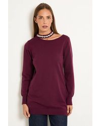 Wallis - Embellished Neckline Knitted Jumper - Lyst