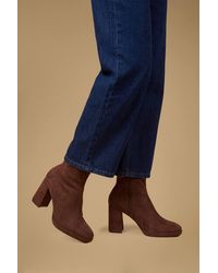 Oasis - Sienna Faux Suede High Block Heel Ankle Boots - Lyst