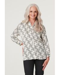 Izabel London - Geo Print 3/4 Sleeve Shirt - Lyst