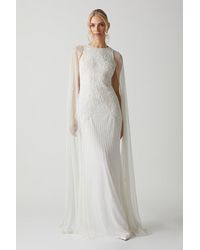 Coast - Premium Embellished Wedding Dress With Cape Sleeves - Lyst