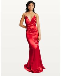 Liquorish - Satin Plunge Maxi Dress - Lyst