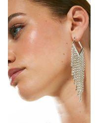Karen Millen - Diamante Drop Earrings - Lyst