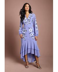 Coast - Petite Sequin Embellished & Embroidered Hi-Lo Maxi Dress - Lyst