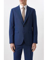 Burton - Plus And Tall Slim Fit Blue Birdseye Suit Jacket - Lyst
