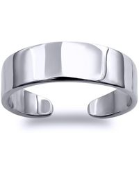 Jewelco London - Rhodium Plated Sterling Flat Band 4Mm Toe Ring - Lyst