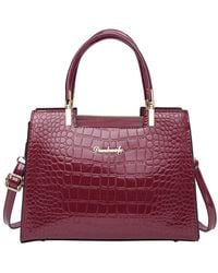 MODISHION - Glossy Pu Croc-Embossed Handbag With Crossbody Strap - Lyst