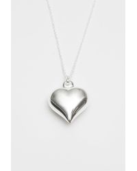 Simply Silver - Recycled Sterling Silver 925 Polished Puff Heart Necklace - Lyst
