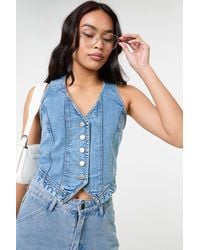 Pink Vanilla - Denim Fitted Waistcoat - Lyst