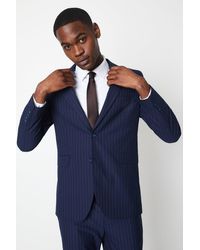 Burton - Navy Fine Stripe Suit Jacket - Lyst