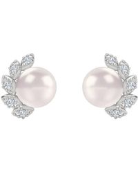 The Diamond Store - Eden 7.5Mm Pearl & Lab Diamond Stud Earrings - Lyst
